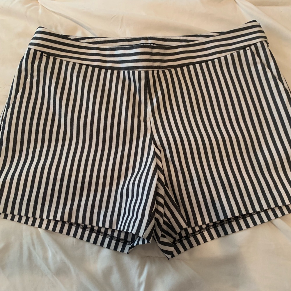 Striped High-Waist Women’s Shorts - Black and White